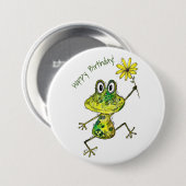 Badge Rond 7,6 Cm Cute Whimsical Happy Frog (Devant & derrière)