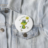 Badge Rond 7,6 Cm Cute Whimsical Happy Frog (En situation)