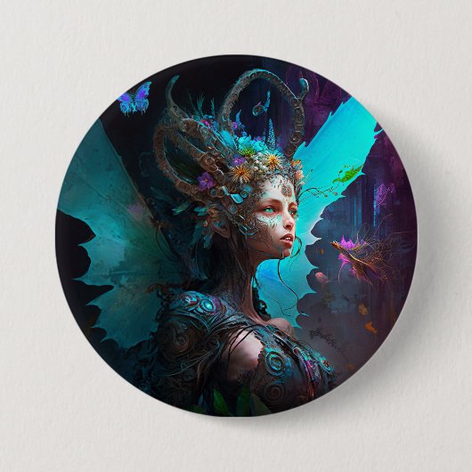 Badge Rond 7,6 Cm Cyber Fairy Imaginaire Art (Devant)