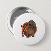 Badge Rond 7,6 Cm Dachshund avec Donut (Devant & derrière)