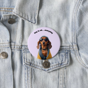 BADGE ROND 7,6 CM DACHSHUND LGBTQ