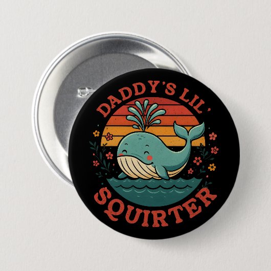 Badge Rond 7,6 Cm Daddy Little Whale (Devant & derrière)
