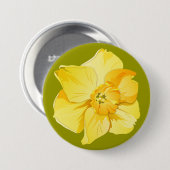 Badge Rond 7,6 Cm Daffodil Jaune Courte Trompette Fleur de Printemps (Devant & derrière)