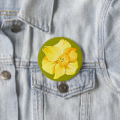 Badge Rond 7,6 Cm Daffodil Jaune Courte Trompette Fleur de Printemps (En situation)