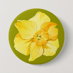 Badge Rond 7,6 Cm Daffodil Jaune Courte Trompette Fleur de Printemps