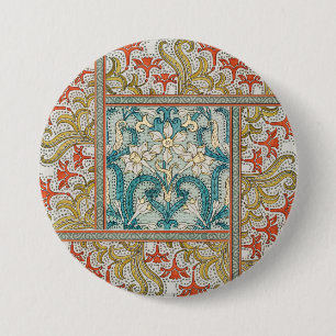 Badge Rond 7,6 Cm Daffodique chintz papier peint à fleurs Art nouvea
