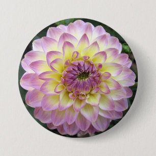 Badge Rond 7,6 Cm Dahlia vif de crème de lavande