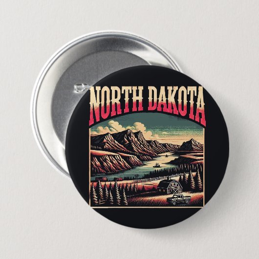 Badge Rond 7,6 Cm Dakota du Nord (Devant & derrière)