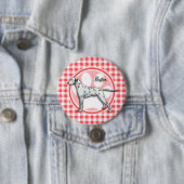 Badge Rond 7,6 Cm Dalmatien; En vichy rouge et blanc (En situation)