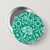 Badge Rond 7,6 Cm Damassé d'oeillet de Nouveau d'art, turquoise (Devant & derrière)