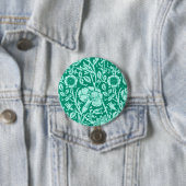 Badge Rond 7,6 Cm Damassé d'oeillet de Nouveau d'art, turquoise (En situation)