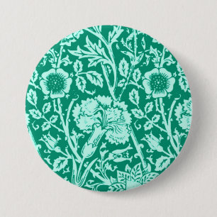 Badge Rond 7,6 Cm Damassé d'oeillet de Nouveau d'art, turquoise