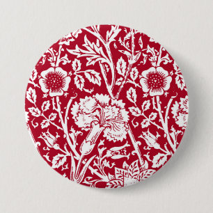 Badge Rond 7,6 Cm Damassé, rouge et blanc d'oeillet de Nouveau d'ar