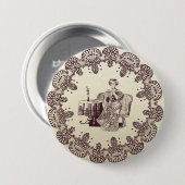 Badge Rond 7,6 Cm dame boit du thé (Devant & derrière)