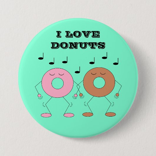 Badge Rond 7,6 Cm Dancing Donuts Mint Green (Devant)