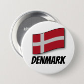 Badge Rond 7,6 Cm Danemark, pavillon, (Devant & derrière)