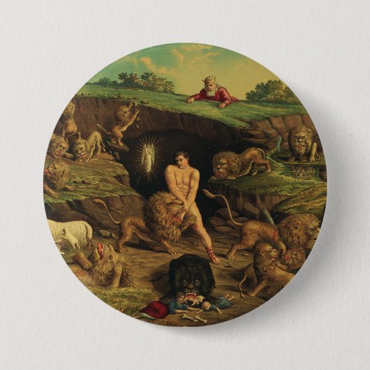 Badge Rond 7,6 Cm Daniel dans le Den des Lions (Devant)