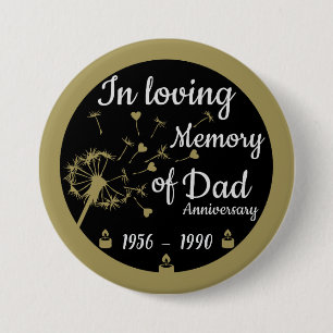 Badge Rond 7,6 Cm Dans l'amour Mémoire de mort Anniversaire papa