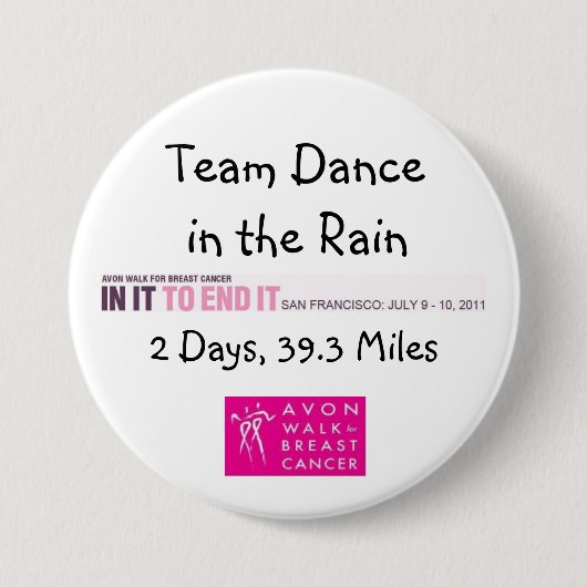 Badge Rond 7,6 Cm Danse de 2011 équipes dans le bouton de pluie (Devant)