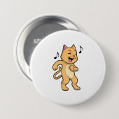 Badge Rond 7,6 Cm Danse Musique Cat (Devant & derrière)