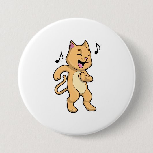 Badge Rond 7,6 Cm Danse Musique Cat (Devant)