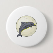 Badge Rond 7,6 Cm Dauphin avec lune (Devant)