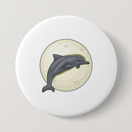 Badge Rond 7,6 Cm Dauphin avec lune (Devant)