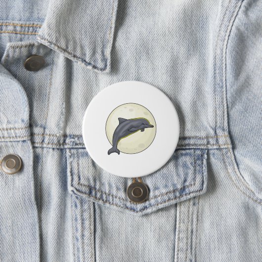Badge Rond 7,6 Cm Dauphin avec lune (En situation)