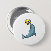 Badge Rond 7,6 Cm Dauphin avec volleyball (Devant & derrière)