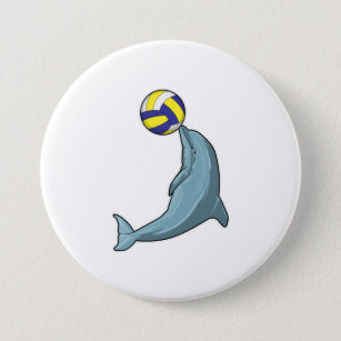 Badge Rond 7,6 Cm Dauphin avec volleyball