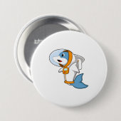 Badge Rond 7,6 Cm Dauphin en astronaute avec costume (Devant & derrière)