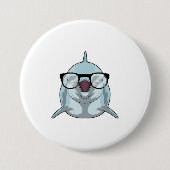 Badge Rond 7,6 Cm Dauphin Nerd avec lunettes (Devant)