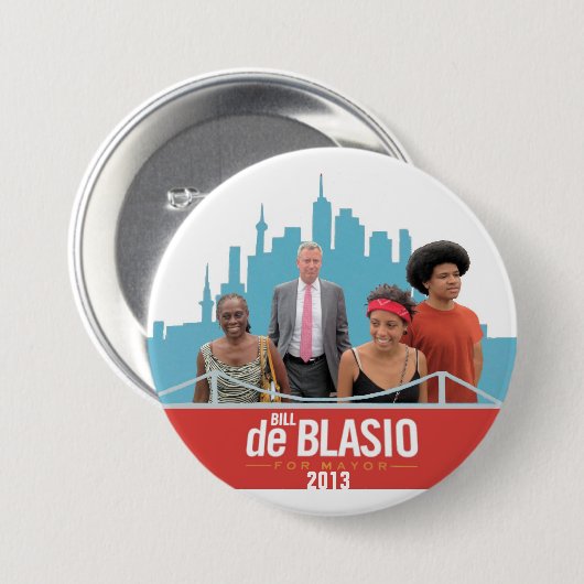 Badge Rond 7,6 Cm De Blasio pour le maire (Devant & derrière)