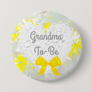 Badge Rond 7,6 Cm De dentelle jaune Grand-maman-À-Est bouton de baby