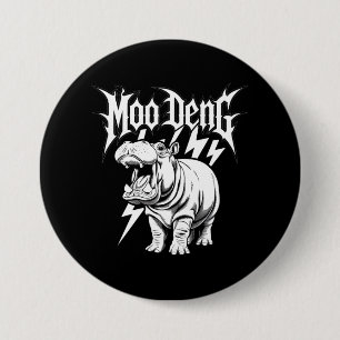 Badge Rond 7,6 Cm Death Metal Bébé Hippopotame Mignon Moo Deng Hippo