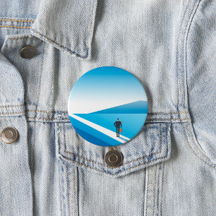 Badge Rond 7,6 Cm Début du voyage Blue Road