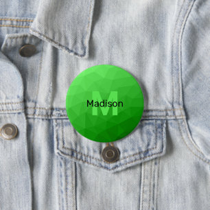 Badge Rond 7,6 Cm Dégradé vert clair géométrie motif maille Monogram