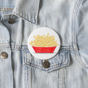 Badge Rond 7,6 Cm Délicieux frites français Retro Restauration rapid
