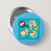 Badge Rond 7,6 Cm Délicieux petit déjeuner Pancakes Oeufs Café (Devant & derrière)