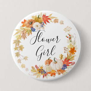 Badge Rond 7,6 Cm Demoiselle de honneur de citrouilles de feuille