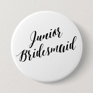 Badge Rond 7,6 Cm Demoiselle d'honneur noir bouton de script