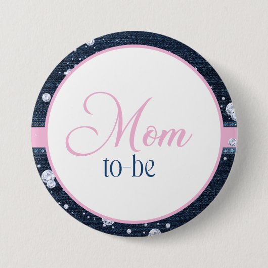Badge Rond 7,6 Cm Denim & Diamonds Future Maman (Devant)
