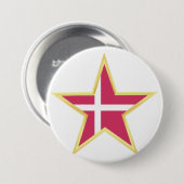 Badge Rond 7,6 Cm Denmark National Flag Star Shape (Devant & derrière)