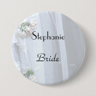 Badge Rond 7,6 Cm Dentelle vintage, Nom, Épouse Grande broche Bouton