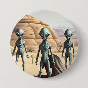 Badge Rond 7,6 Cm Désert des Insectoïdes Aliens