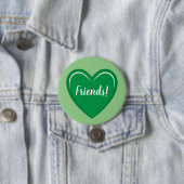 Badge Rond 7,6 Cm Design Coeur Vert Classique avec des Amis Texte (En situation)