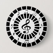 Badge Rond 7,6 Cm Design de notes musicales en noir et blanc (Devant)