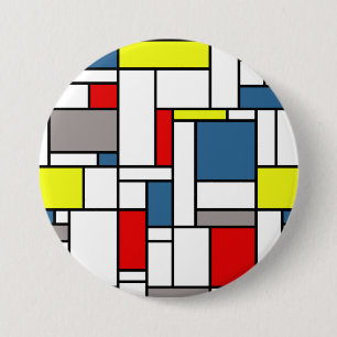 Badge Rond 7,6 Cm Design de style mondrien