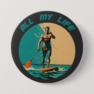 Badge Rond 7,6 Cm Design dynamique avec homme sur la planche à pédal