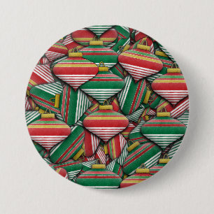 Badge Rond 7,6 Cm Design Motif rétro rouge vert rayé